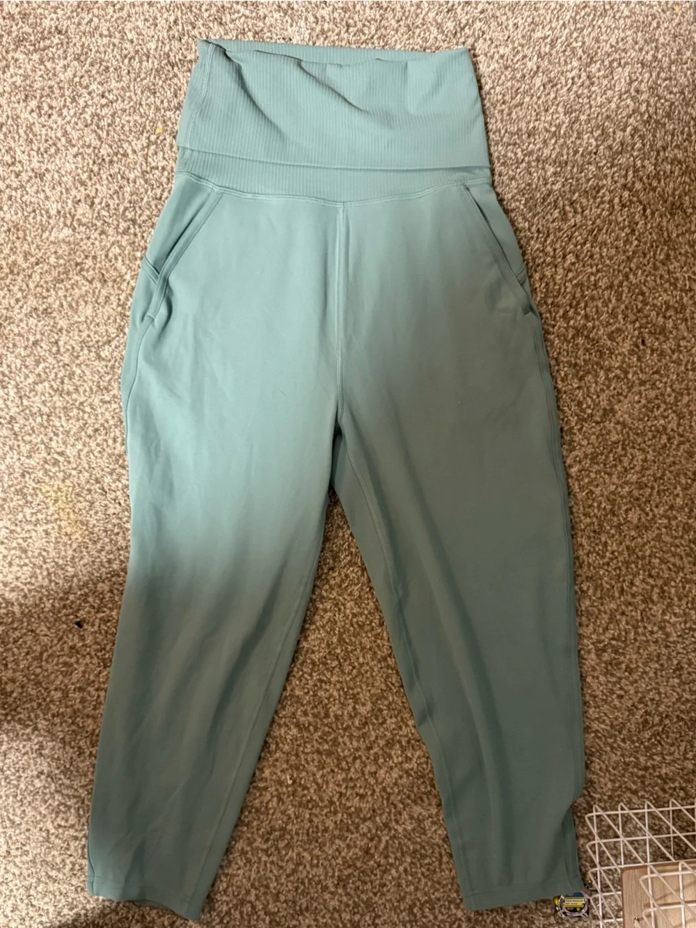 lululemon athletica High-Waist Rib Foldover Leggings in Sage Green